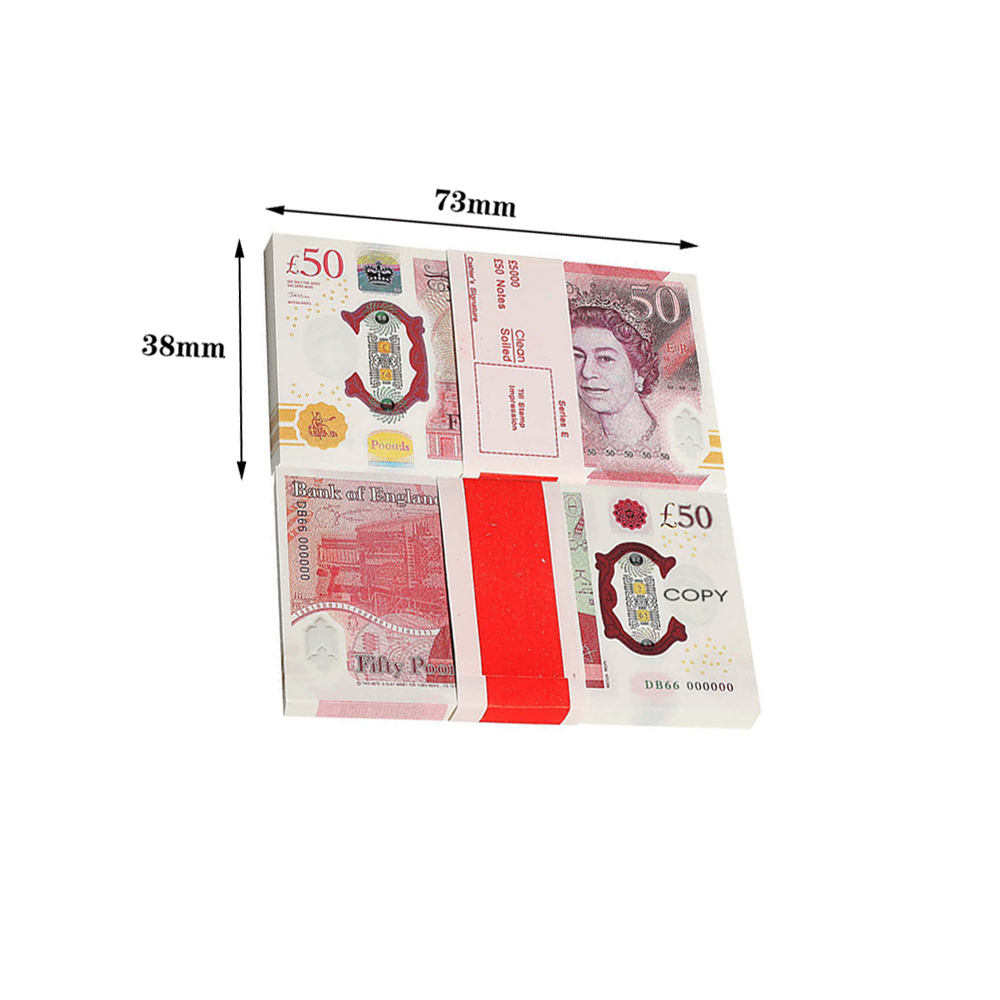 

Movie Money Printed Money Toys Prop Uk Pound GBP British 50 Commemorative Copy Euro Banknotes for Kids Christmas Gifts or Video Film