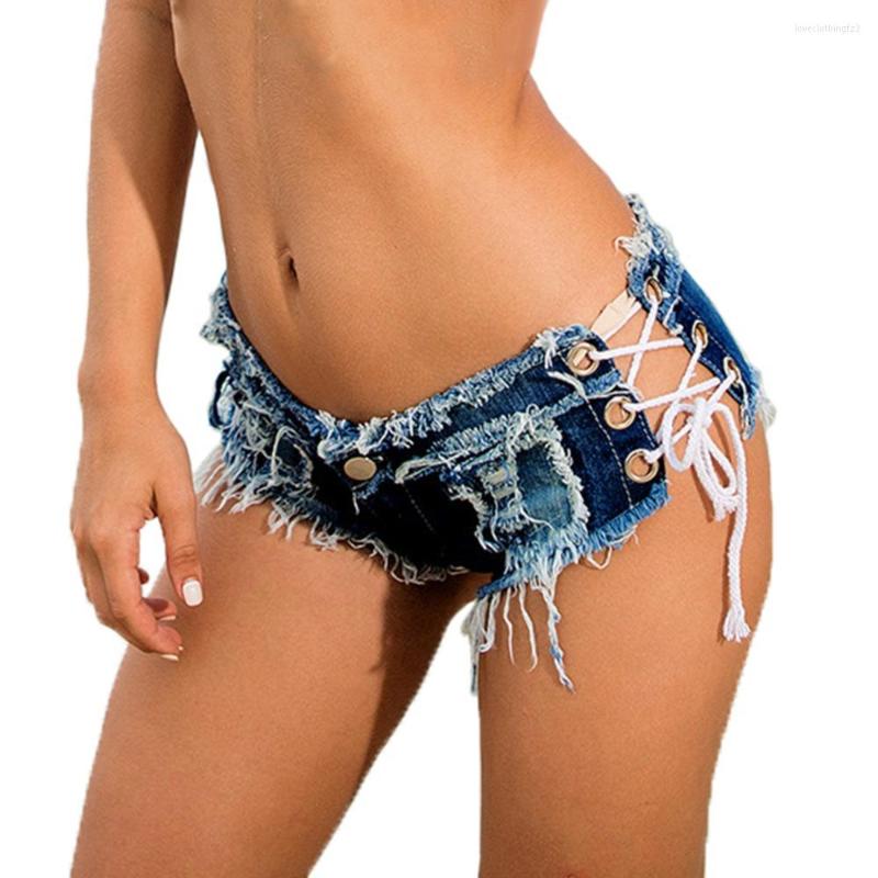 

Women' Shorts Summer Women' Sexy Denim Women Low Waist Skinny Cross Straps Short Woman Mini Jeans, Black
