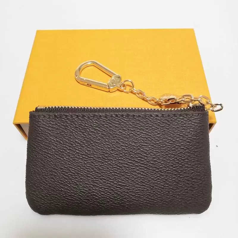 

Designers Luxurys Purses KEY POUCH POCHETTE CLES Women Mens Key Ring Credit Card Holder Coin Purses Mini Wallet Bag, Black flower
