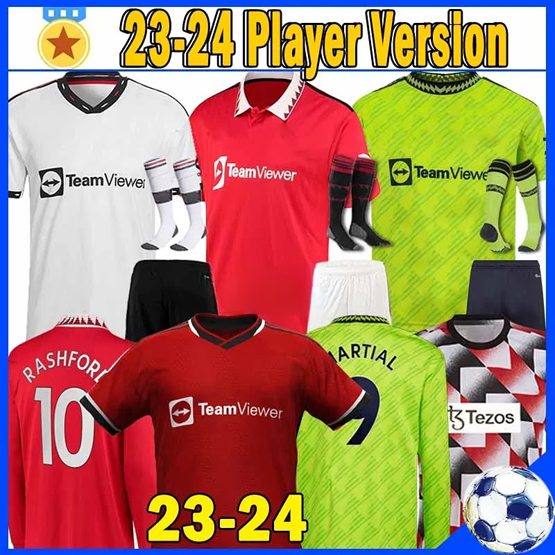 

4XL 5XL 22/23 SANCHO soccer jerseys Fans Player version MAN BRUNO FERNANDES LINGARD POGBA RASHFORD 2022 2023 MAGUIRE JAMES men football shirt training top big size, 22-23 away kit+socks