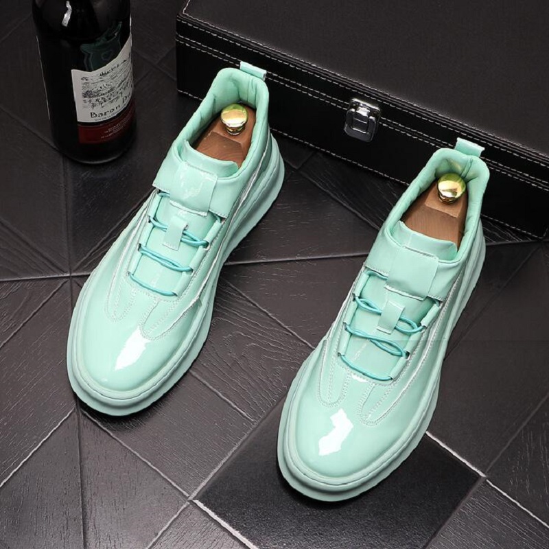 

Men Casual Original Leather Shoes Trend Green White Shoes Youth Street Style Flats Platform Boot Short Ankle Botas Masculinas D2A7