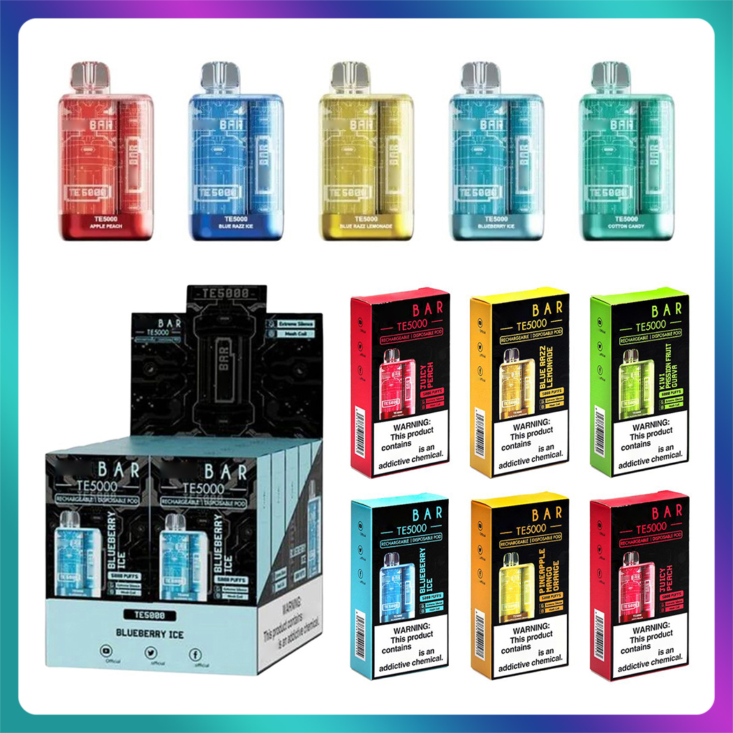 

Ef Bar TE5000 Disposable E cigarettes 5000 Puffs Vape Pen 13.5ml Prefilled Mesh Coil Pods Cartridge 550mAh Rechargeable Battery Vaporizer bc5000 bars aroma king