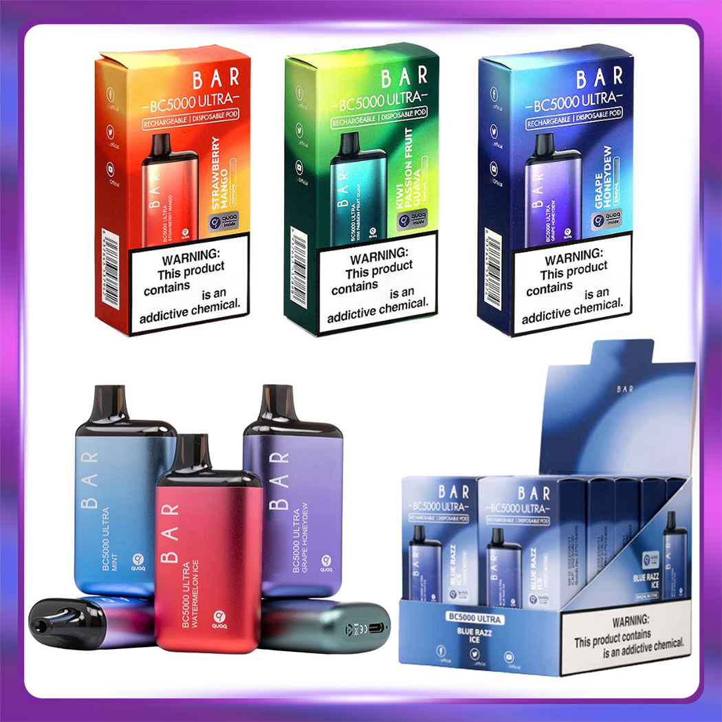 

Ef Bar BC5000 Ultra Disposable E cigarettes 5000 Puffs Vape Pen 13ml Prefilled Mesh Coil Pods Cartridges 650mAh Rechargeable Battery Vaporizer bars randm tornado