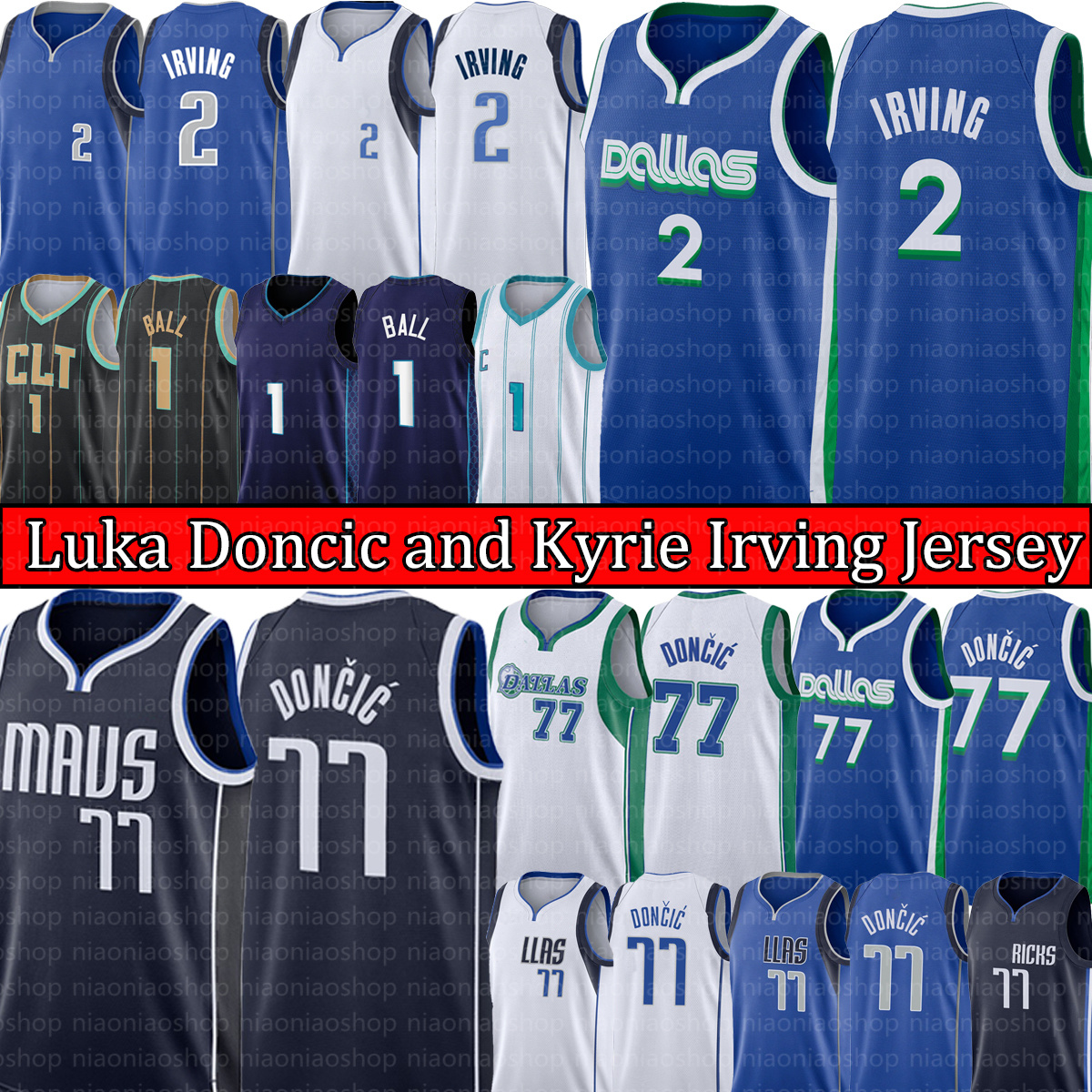 

Luka Doncic Kyrie Irving Basketball Jerseys LaMelo Ball Charlottes Hornetes City 77 11 1 Blue Black Edition Green Mens Shirt 2022 2023 dalla''mavericks''s Jersey, With logo jersey