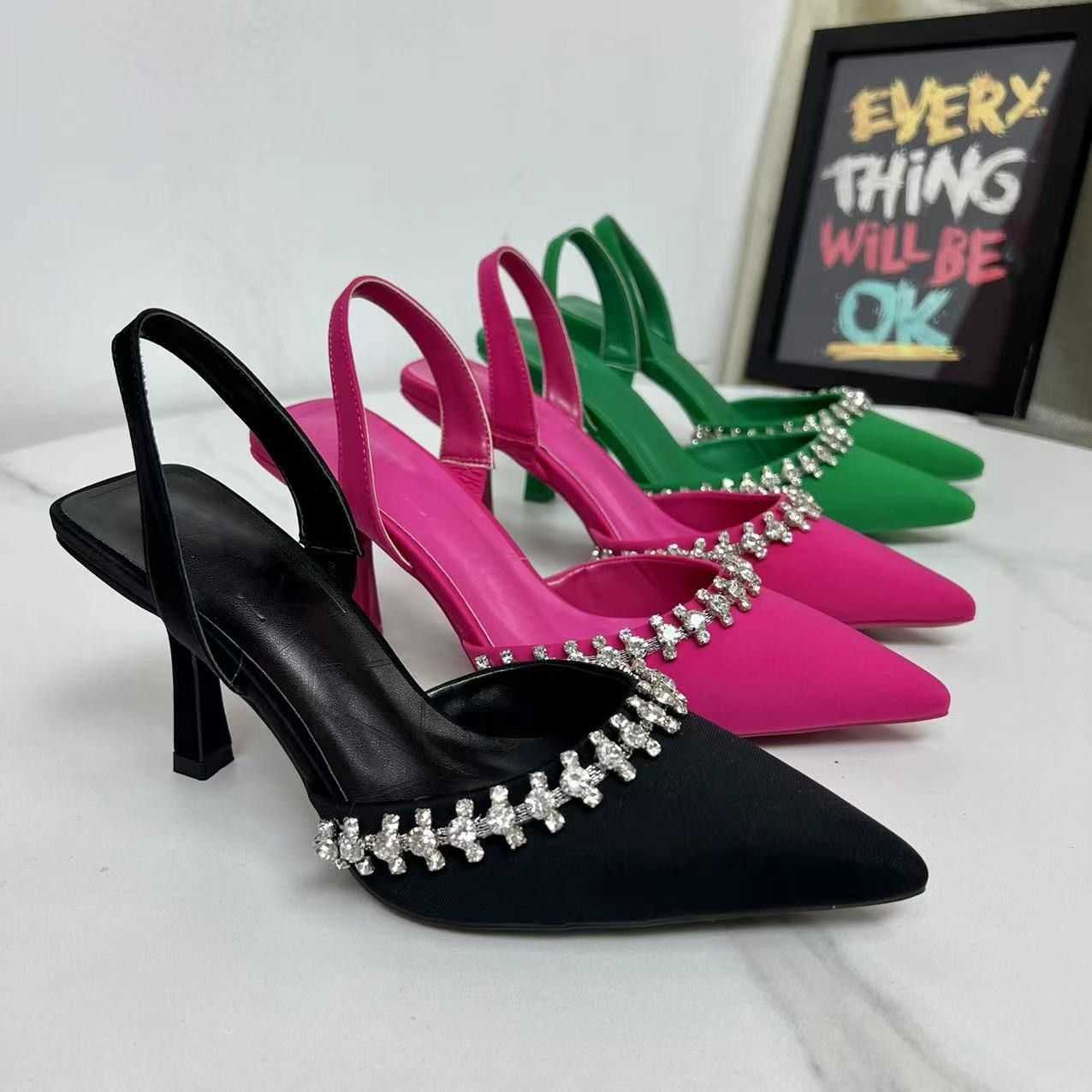 

Sandals Fashion high-heeled 6CM high-end women's sandals, Black