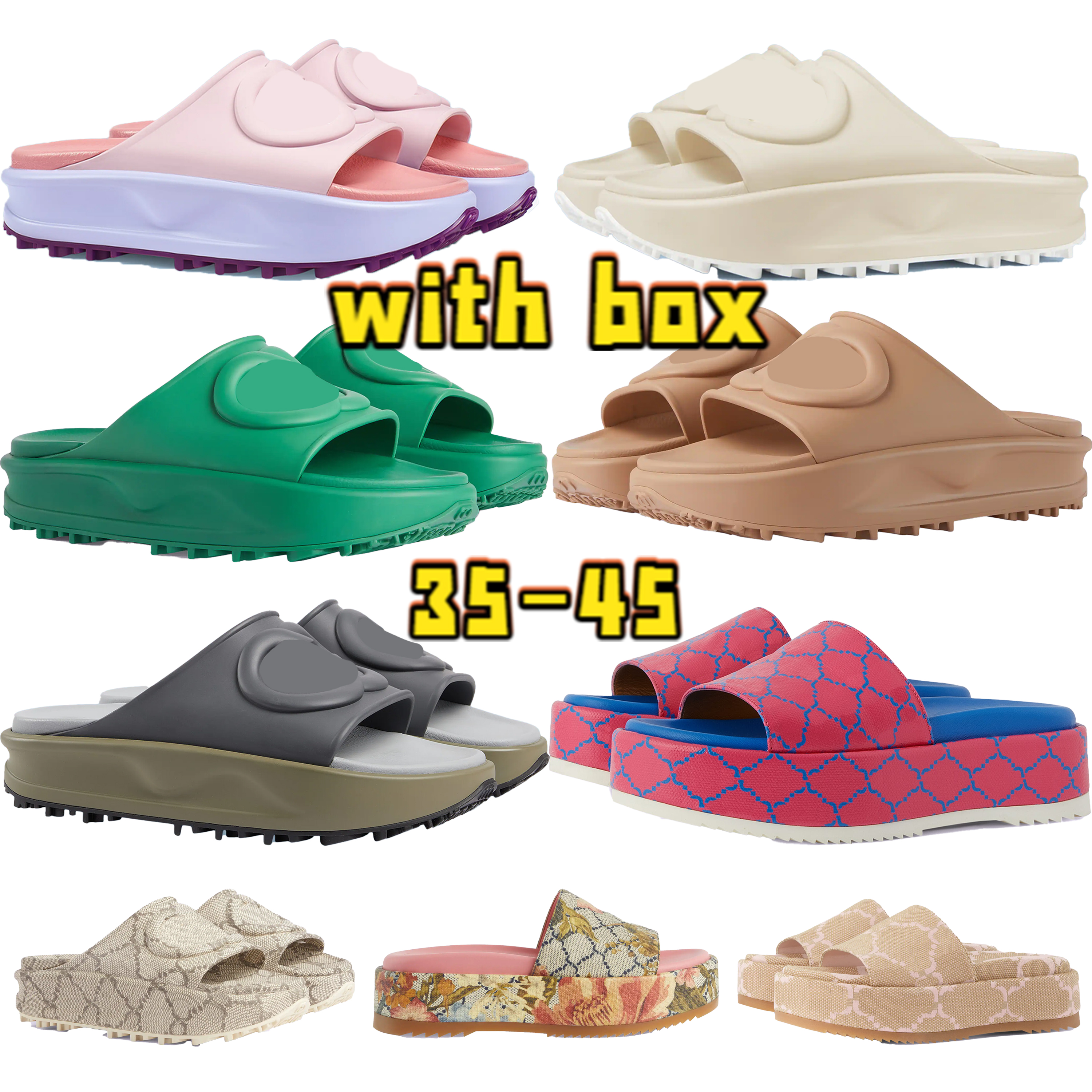 

2023 New Slippers Women Fashion Embroidered Printed Canvas Girls Platform Fashion Sandals Middle Heel Canvas Strap Cover Platform Sandals with Shoe Box Size 35-45, 48