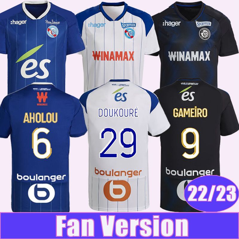 

22 23 Strasbourg Alsace Mens Soccer Jerseys GAMEIRO SISSOKO LiENARD THOMASSON AHOLOU DiALLO MOTHIBA DjiKU Home Away 3rd Football Shirt Short Sleeve66, Qm10500 22 23 away ligu. 1 patch