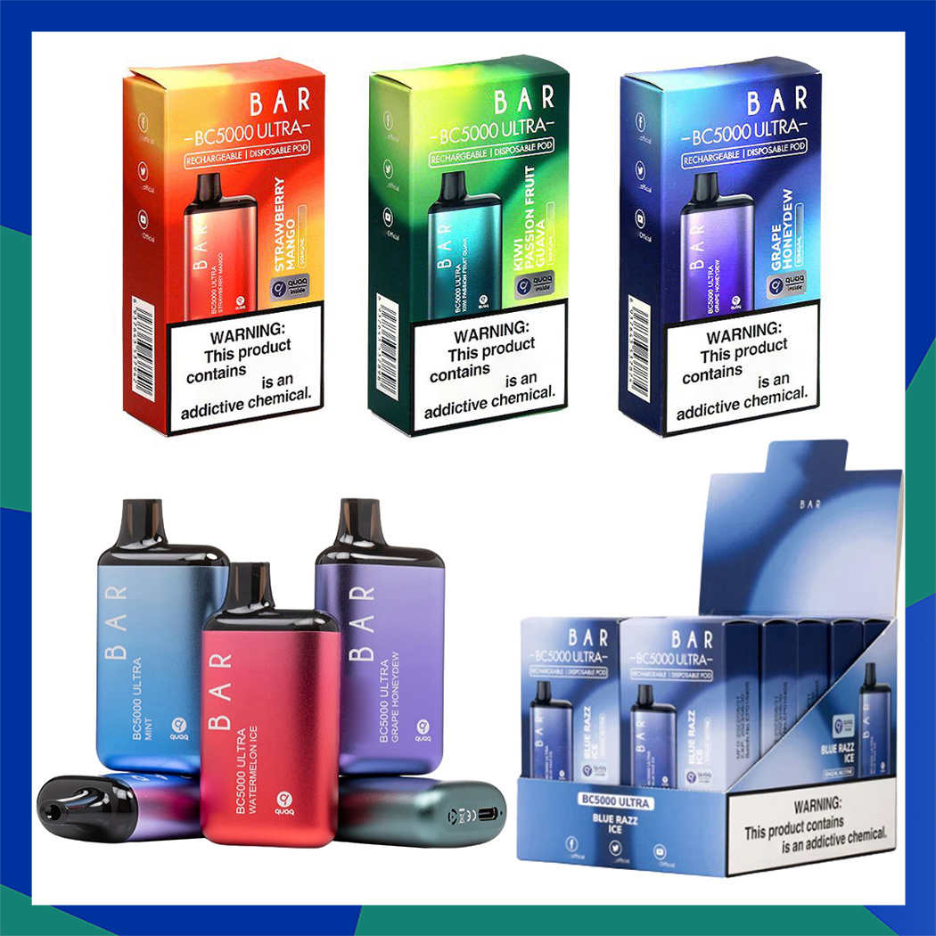 

Ef Bar BC5000 Ultra Disposable E cigarettes 5000 Puffs Vape Pen 13ml Prefilled Mesh Coil Pods Cartridges 650mAh Rechargeable Battery Vaporizer bars randm tornado