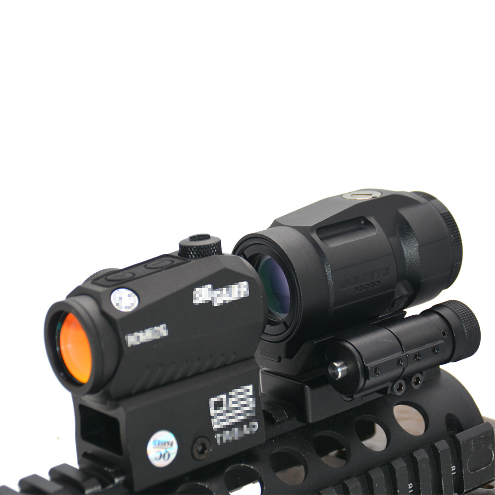 

ROMEO5 Red Dot Sight and JULIET3 3x Magnifier Optics Combo 1x20mm Compact 2 MOA Hunting Scope Tactical Telescope Push-Button Mount with Spacers, Grey