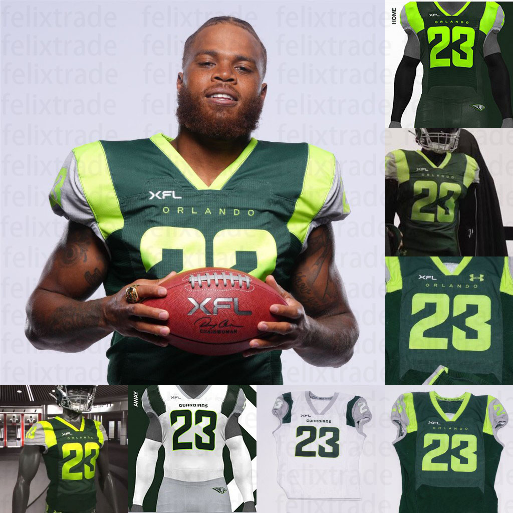 

2023 Orlando Guardians XFL Football Jersey Paxton Lynch Logan Carter Andrew Jamiel Dontez Byrd Javaris Davis JaVonta Payton Roman Tatum Jose Borregales, 2023 xfl jersey green