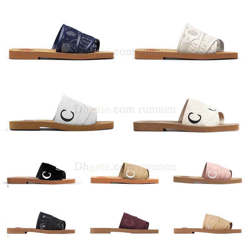 

2023 White Black Slippers Women Woody Flat Mules Sandals Slides Sail Canvas beige pink blue fashion Womens indoor Outdoor Beach Slipper shoes -42, 1 (12)