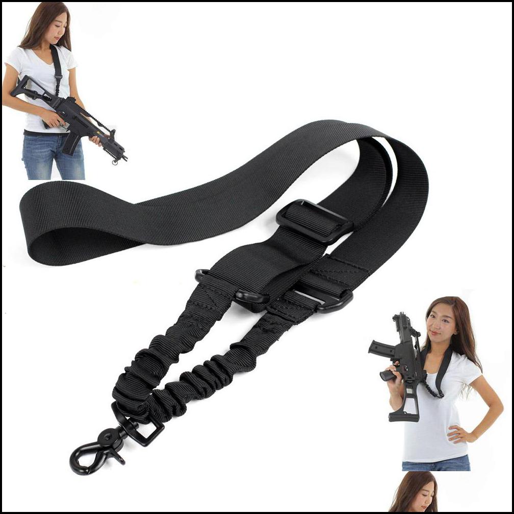 

Tactical Sling Rifle Gun Shoder Strap System Adjustable Bungee Nylon One Single Point Camera Rope Airsoft Metal Hook For Hunting Pai Otaso, Coffee
