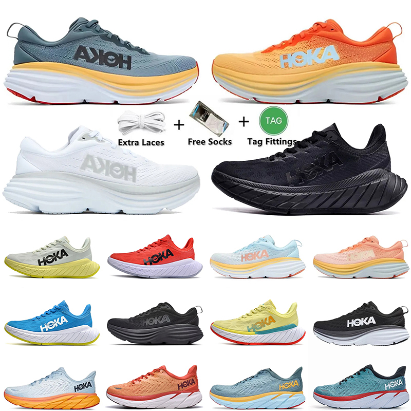 

New Quality Running Hoka Shoes Hokas One Bondi 8 triple black white harbor mist lunar rock Carbon X 2 hot coral Clifton summer Women Mens walking trainers sneakers, Bondi 8 (7) shell coral peach parfait