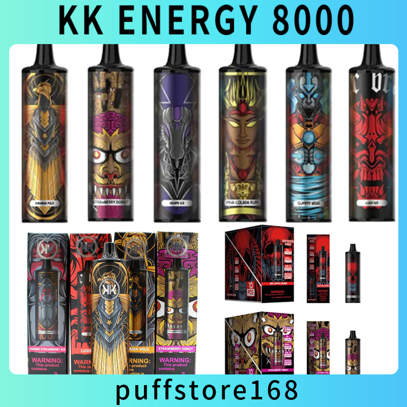 

Authentic KK Energy 8000 Puff Disposable E cigarettes 8000 Puffs Vape Pen 16ml Pre-filled Mesh Coil Pods 650mAh Rechargeable Battery Vaporizers vapes
