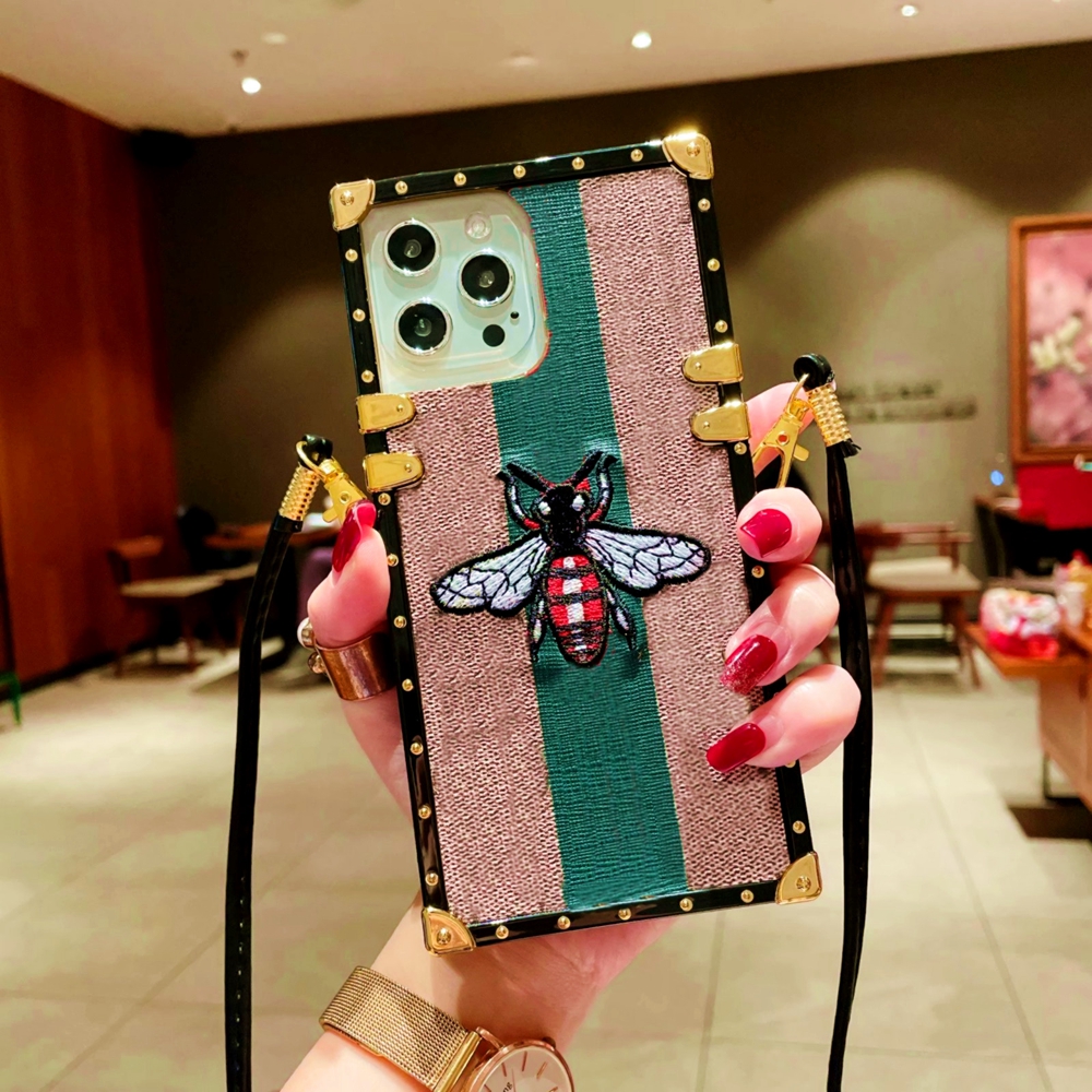 

Designers Phone Cases for iPhone 14 Plus 14pro 13 Pro Max 12 mini 11 X Xs Max Xr 8 7P PU Leather Embroidery Bee Tiger Back Shell for Samsung S22 S21 S20 S10 Note 20 10 Cover, Gift box