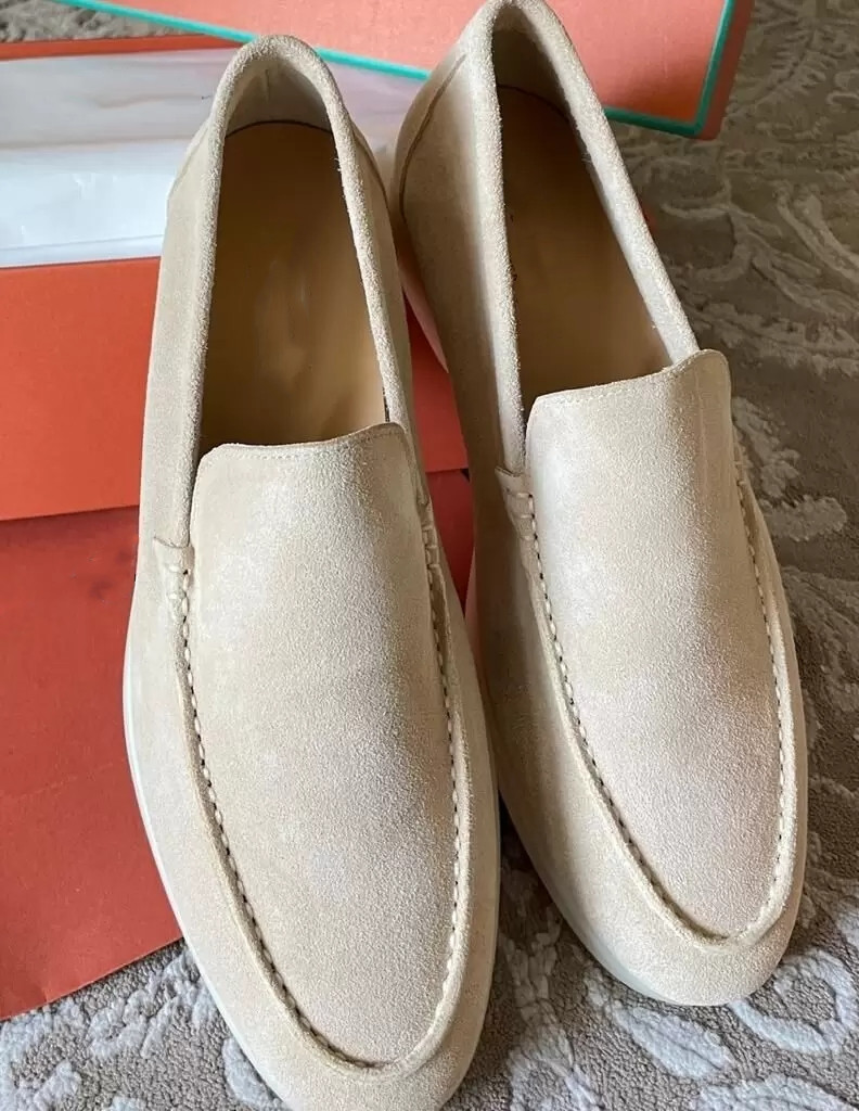 

Luxury Designer Velvety Leather Mens loro Lazy Loafers British Style Spring And Autumn lp Women Walk Mocassin Dress Shoes 35-45, 11