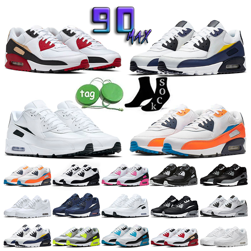 

Air sneakers max 90 running shoes for men triple black white gum unc cny usa rose pink cool grey camowabb midnight blue 90s breath trainers 36-47