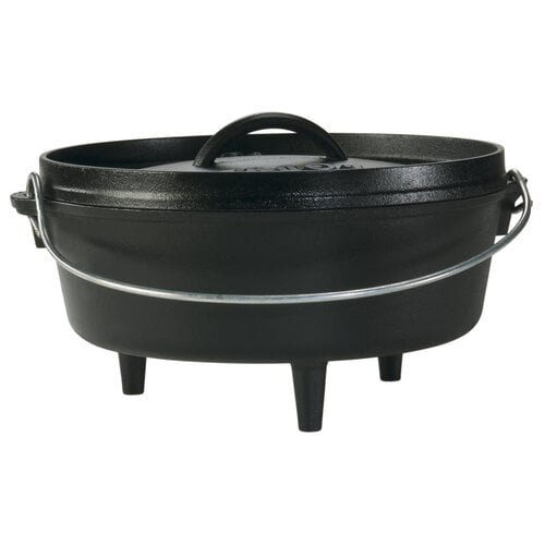 

Lodge 4 Quart Cast Iron Camp Dutch Oven L10C03 with lid compass