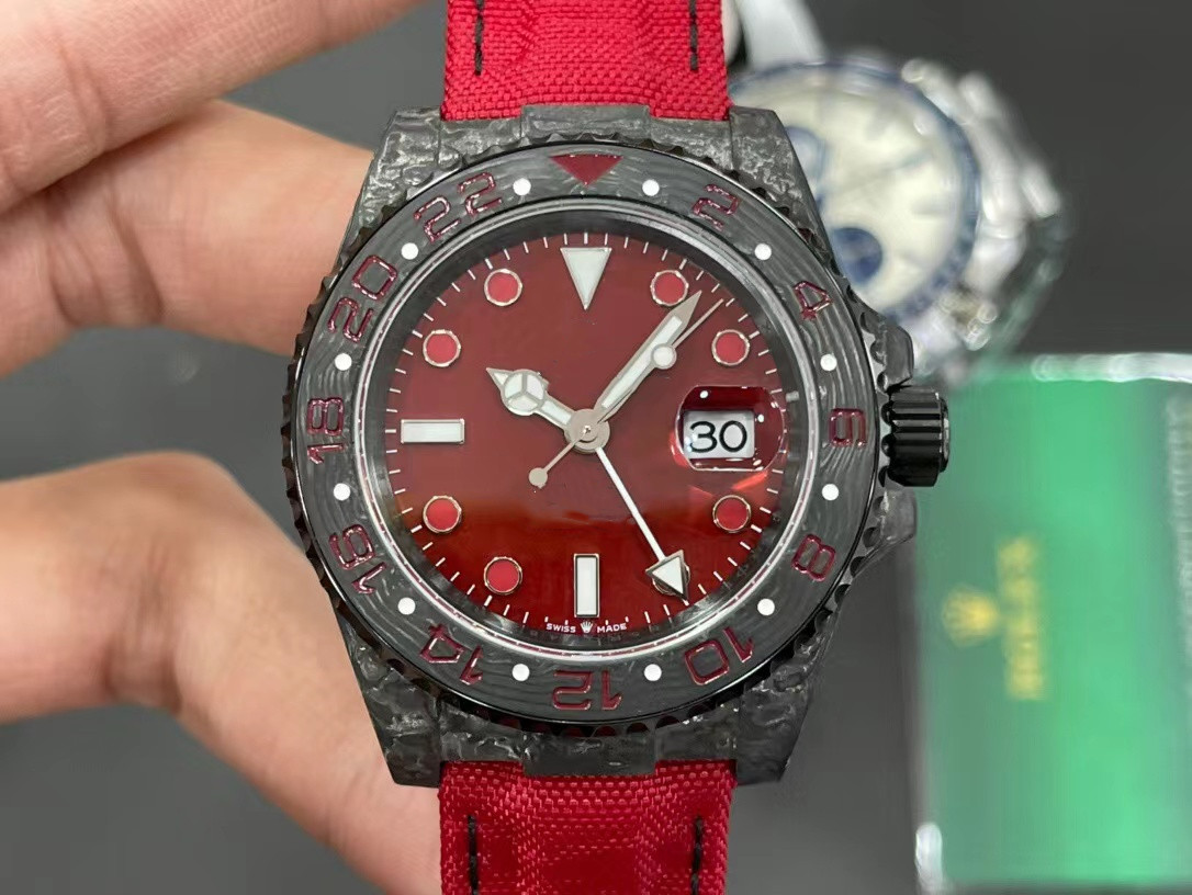 

JHF Watch diameter 40mm 12.4mm thick with CAL.3186 movement sapphire mirror nanotechnology carbon fiber case, As shown