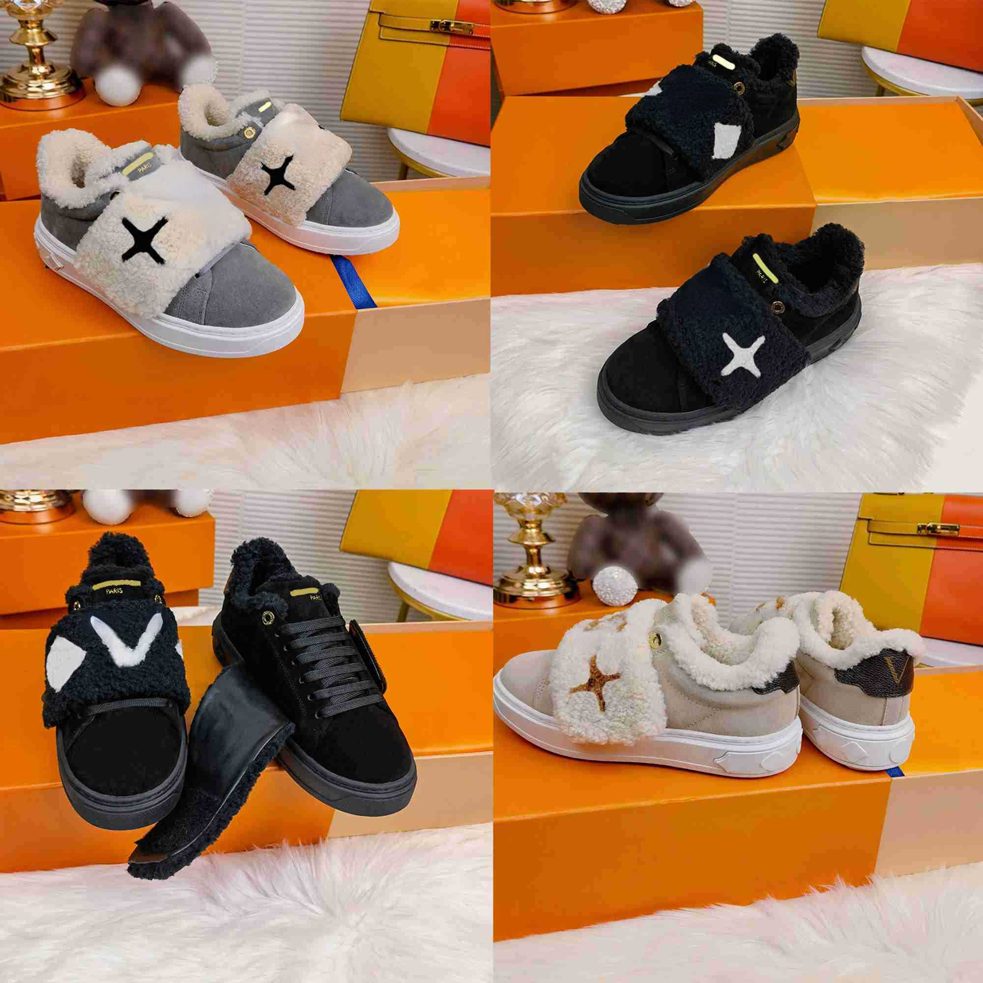 

2023 Full Full Shoes Men's Casual Shoes Warm Winter Sports Shoes Woolen Letter Flats Platform Flower Embossed Sports Shoes Lace-up Designer, L-01