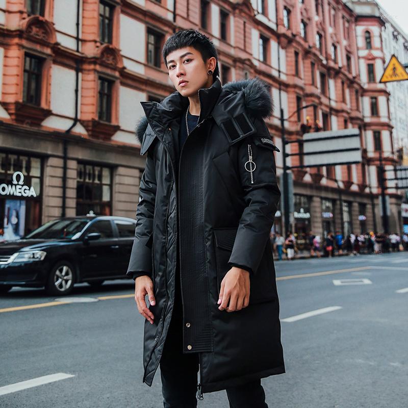 

Men's Down Winter Jacket Men 2023 Fashion Hooded Warm Windbreaker Jackets Black Soft Shell Loose Solid Casual Long, Black jacket men