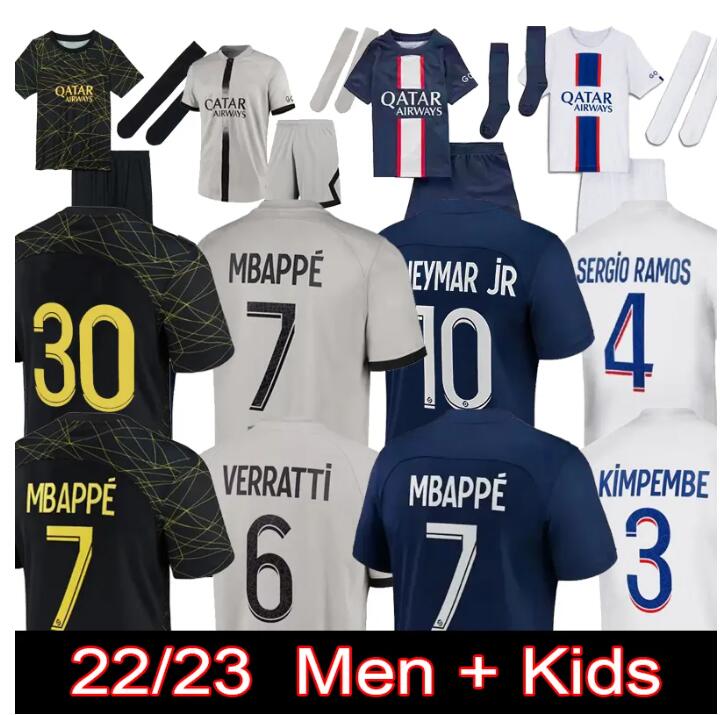 

Soccer Jerseys PLAYER 30 10 MBAPPE 7 soccer jersey HAKIMI SERGIO RAMOS psGS 22 23 Maillots football shirt 2022 2023 men kids kit sets uniform enfants, Away