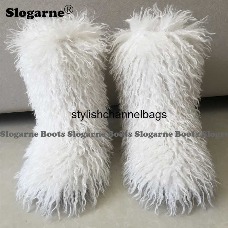 

Boots 2022 Women Winter Snow Boots Outdoor Faux Wool Boots Luxury Furry Curly Fur Boots Woman Plush Warm Platform Shoes Large Size 46 021023H, 12 pink