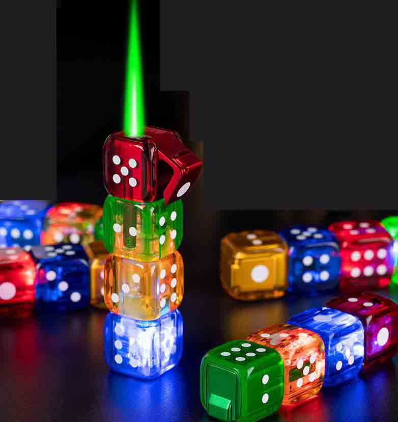 

Latest Dice Shape LED Flashing Jet Lighter Inflatable No Gas Windproof Metal Cigar Butane Straight Lighters Smoking Tool Accessories