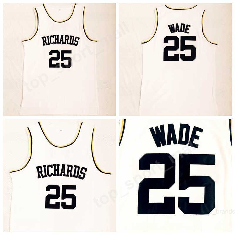 2018 Richards 25 Dwyane Wade Lycée Maillots Hommes Tous Cousu Basketball Dwyane Wade Jersey Respirant Uniformes De Sport De Haute Qualité