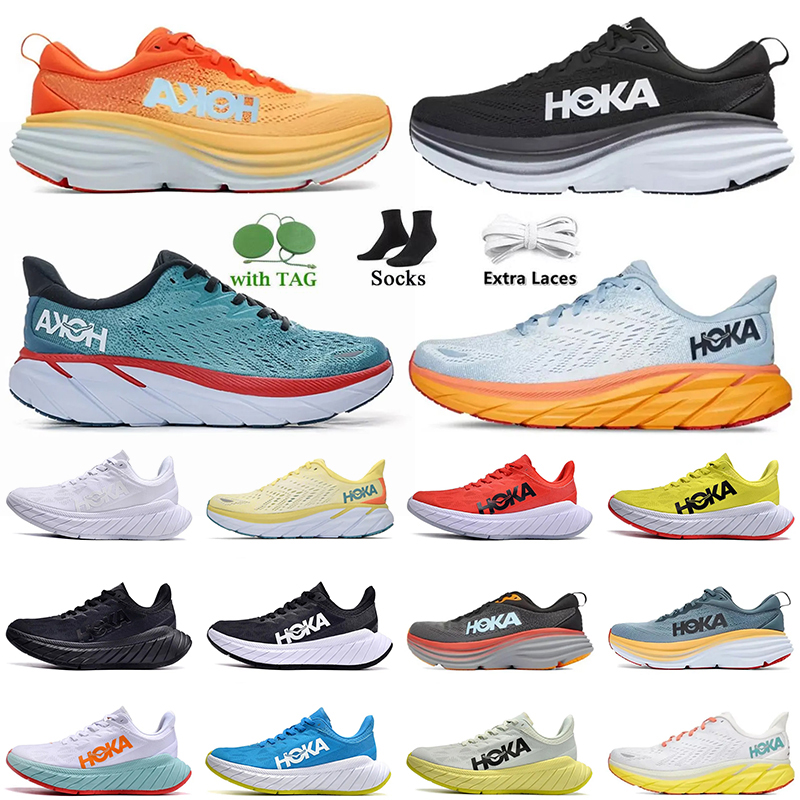 

HOKA ONE Bondi 8 Running Shoes Carbon X 2 triple black white men runners sneakers Lightweight shock absorption amber yellow clifton offs women mens trainers size 45, C4 clifton 8 (12) floral