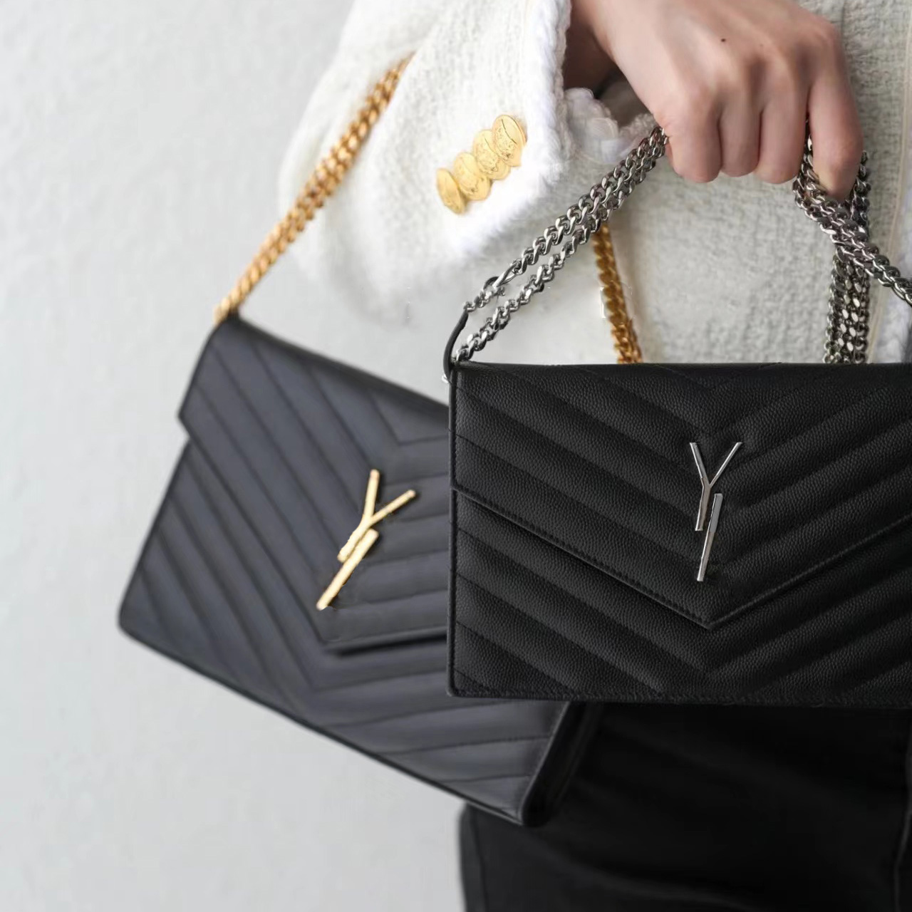 

Designer Bag Totes Shoulder Brand Y Seam Luxury Leather Women's Metal Chain Large Capacity Multi purpose Black Clam Shell, #28