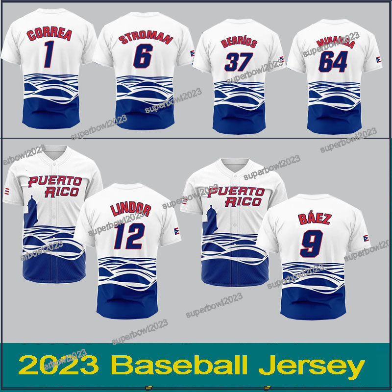 

Team Puerto Rico 2023 WBC wbc Men Baseball Jerseys World Baseball Classic Jose Berrios Edwin Diaz Lugo Marcus Stroman Javier Baez carlos Correa Francisco Lindor ety, 12 francisco lindor
