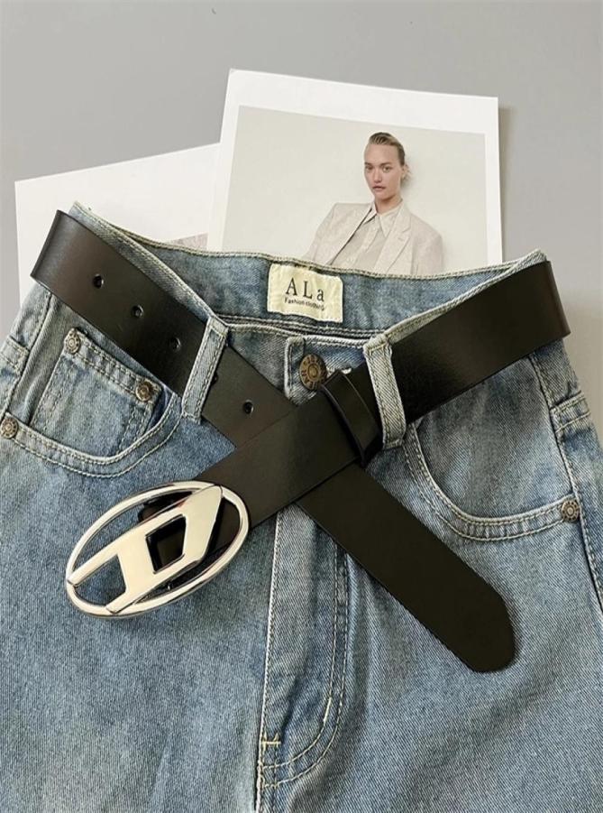 

Belts Half Moon Belt Vintage Oval Metal Snap Buckle Fashion Luxury Adjustable Jean Decorative Belts Punk PU Leather Designer Belt 9454387, Black