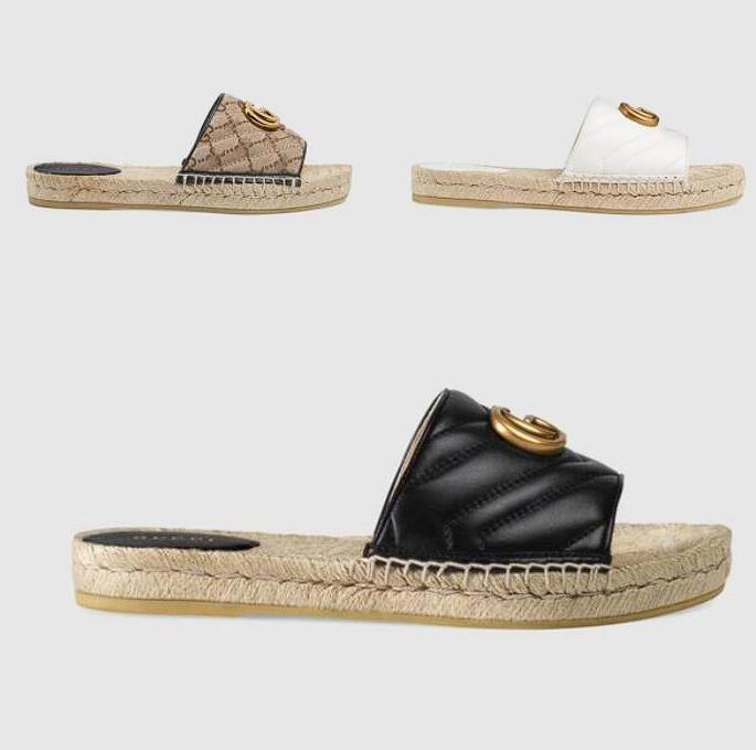 

Designer summer platform casual sandals fashion golden letter logo flat bottom ladies fisherman shoes leather hemp rope grass lace woven large size 35-42, 17