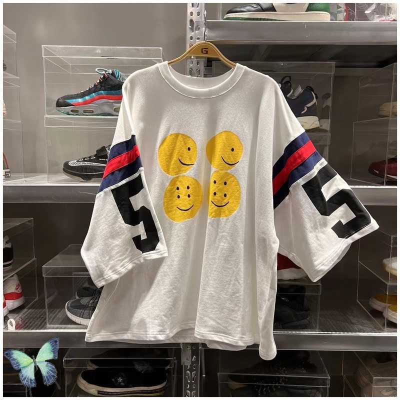 Men's T-Shirts Kapital Oversize TShirt Men Women Foam Print High Quality 55 Casual Short Sleeve Tops Tee