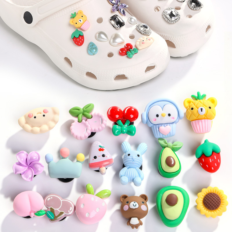 

50pcs/set Shoe Charms Decoration Buckle carton chocolate ice cream fruit acrylic M JIBZ DIY combiation for croc friend gift wholesale