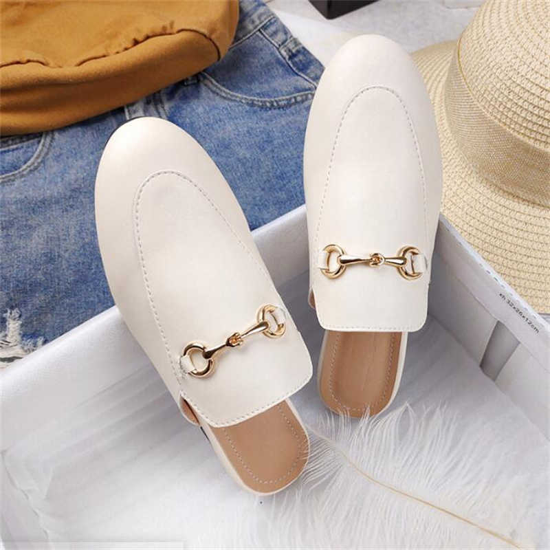 

Slippers Slippers Mules Shoes Women 2022 New Style Outer Wear Flat shoes Muller Lazy Shoes Vacation Beach Leisure Half-Drag Women G230210, Green suede