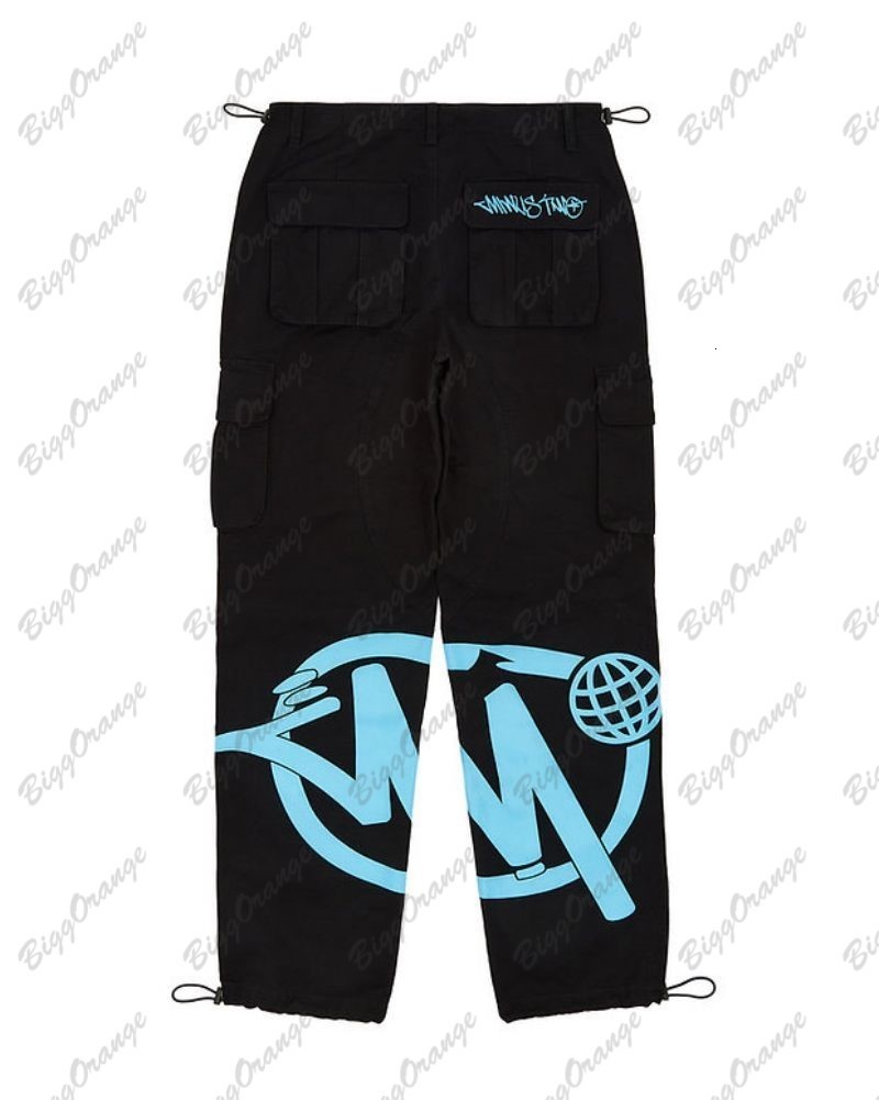 

Men's Pants American style vintage multi pocket cargo straight jeans women's high street hiphop loose wide leg y2k high waisted pants 230211