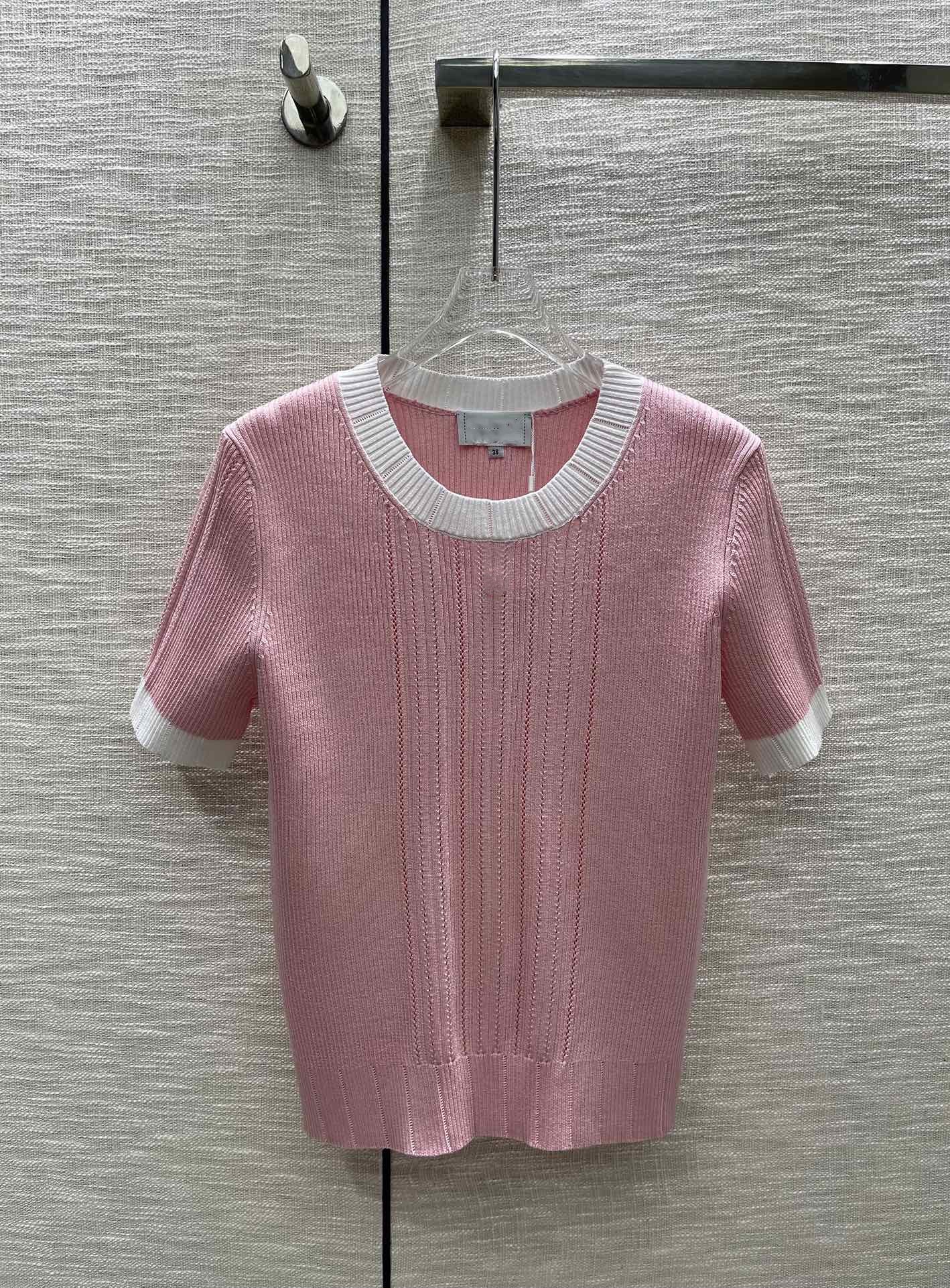 

Women' Knits & Tees 2023 Spring Summer O Neck Short Sleeve High End Jacquard Pullovers Women' Designer Sweater 0211-27, Pink