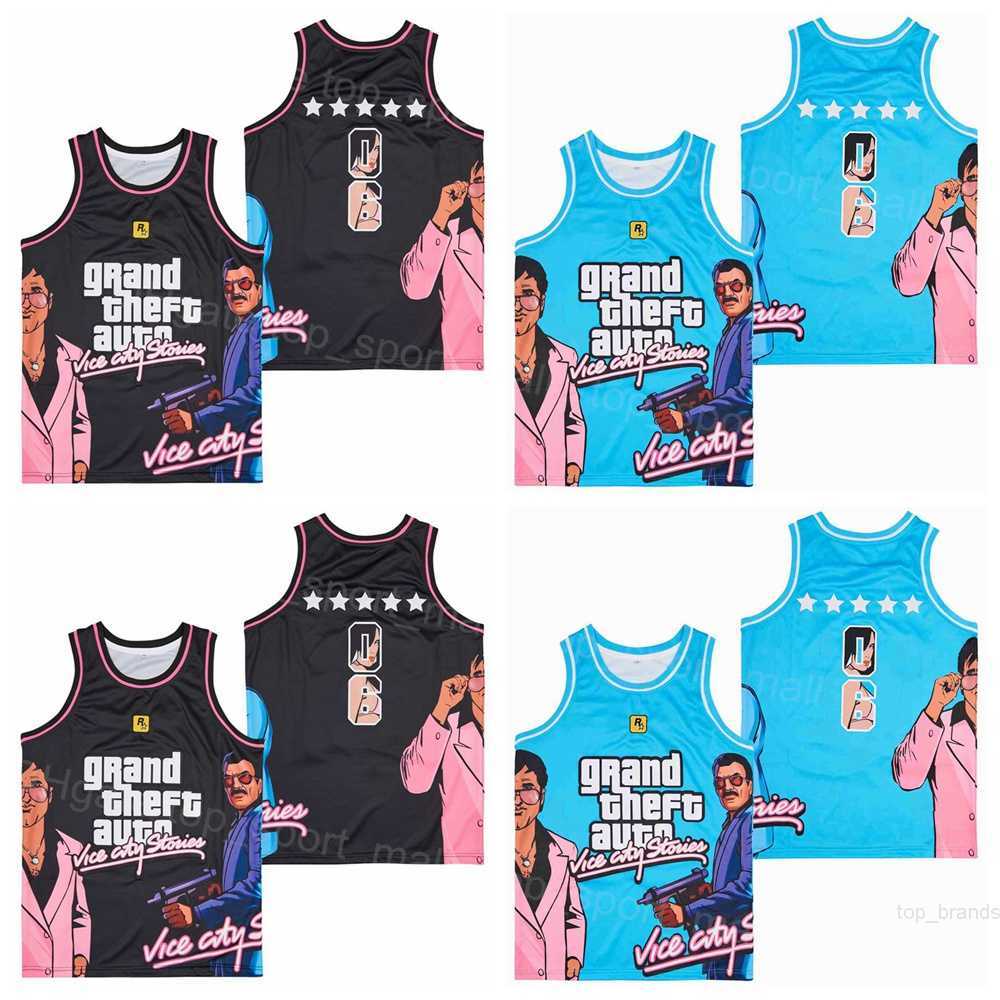 Basket-ball le film Grand Theft Auto Jersey 06 GTA VICE CITY STORIES Rockstar Games HipHop pour les fans de sport Pur coton Hip Hop broderie bleu