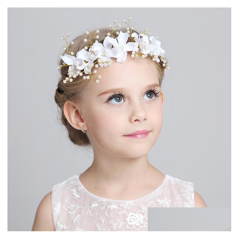 

Girls' Head Pieces Charming Cute Kids Children Veils To Match Flower Girl Dresses White Pink Princess Garland Headband For Drop Deli Dhoyc
