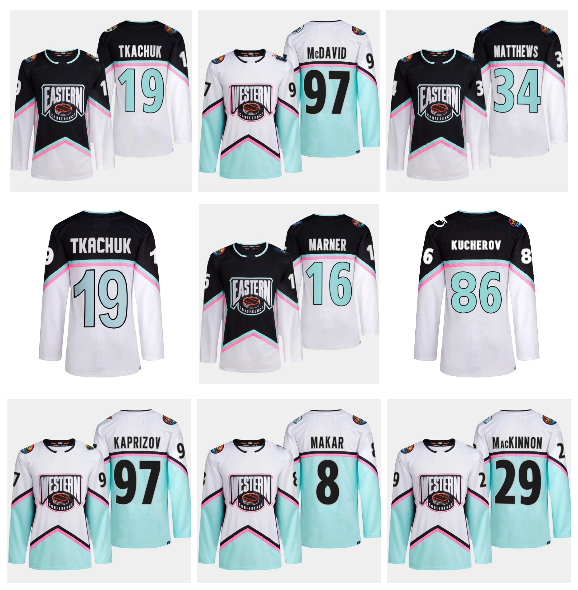 

2023 All Star Conference Hockey Jersey Connor McDavid Kirill Kaprizov Cale Makar Tage Thompson Tkachuk Adam Fox Alex Barkov Ovechkin Auston Matthews Sidney Crosby, Men