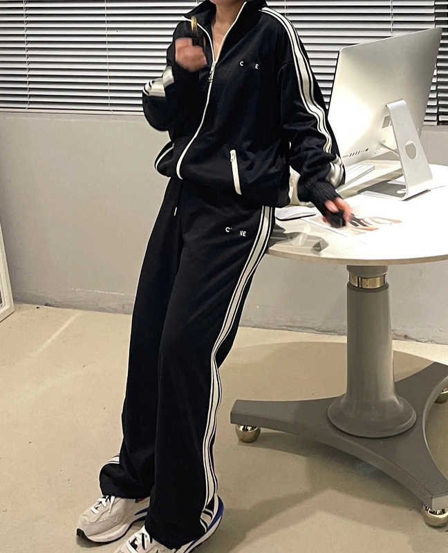 

Men's Tracksuits early autumn cel small letter embroidery ribbon men's and women's sports jacket coat Casual Pants Set MG3U