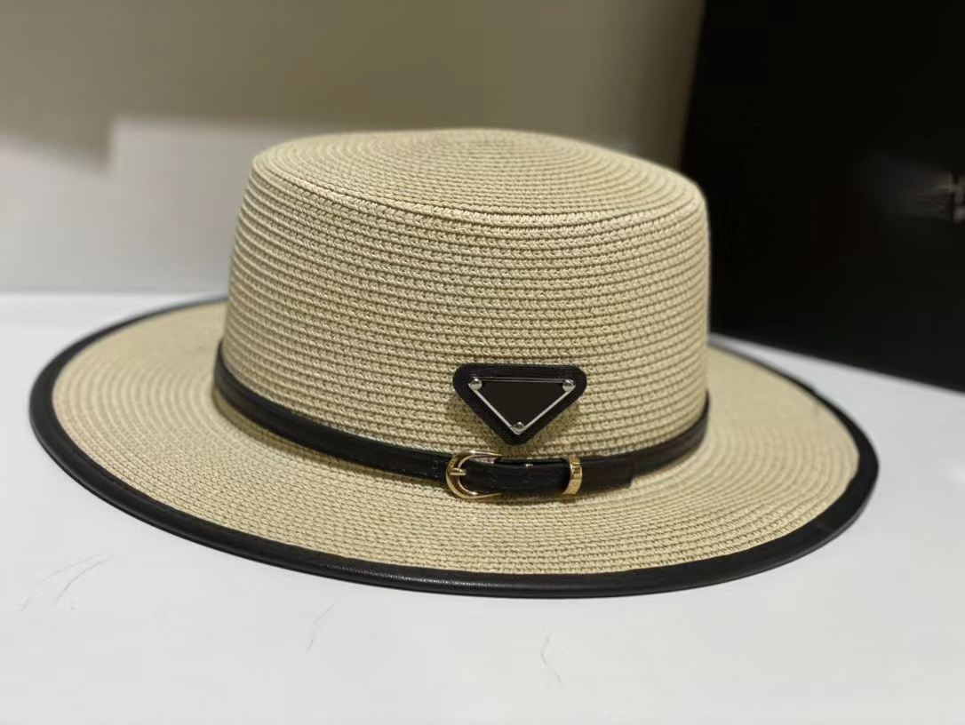 

12 Color summer beach sun hats for women man foldable round flat top big brim straw hat solid color outdoor holiday visor caps, As pics