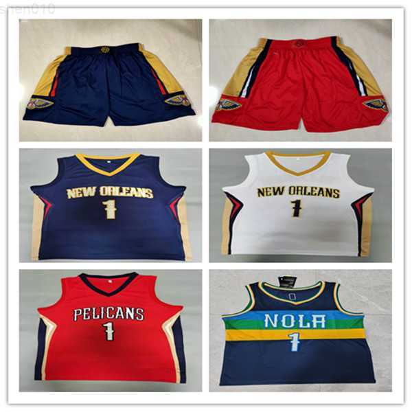 

New Orleans''Pelicans''Shorts mens Throwback Basketball Shorts pocket Basketball Jersey Zion 1 Williamson, Color