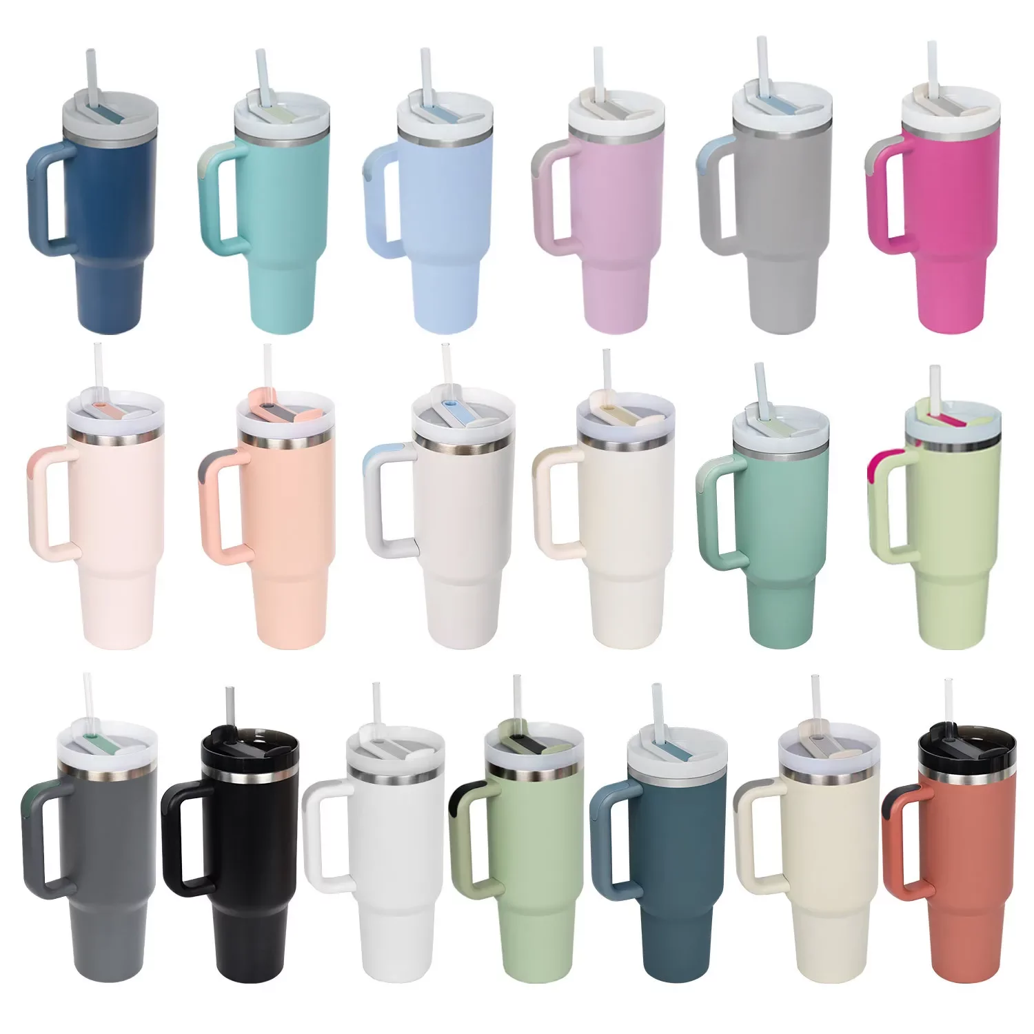 

Vacuum Insulated Stainless Steel 40 Oz Tumbler with Handle and Straw Adventure Quencher Travel Car Cup 40oz Wholesale, Multi-color