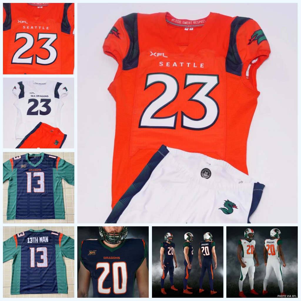 

2023 Sea Dragons XFL Football Jerseys Ben DiNucci Harrison Frost Steven Ellison T.J. Hammonds Montez Morgan Brenden Knox Josh Gordon Juwan Green Jahcour Pearson, White mens s-xxxl 23