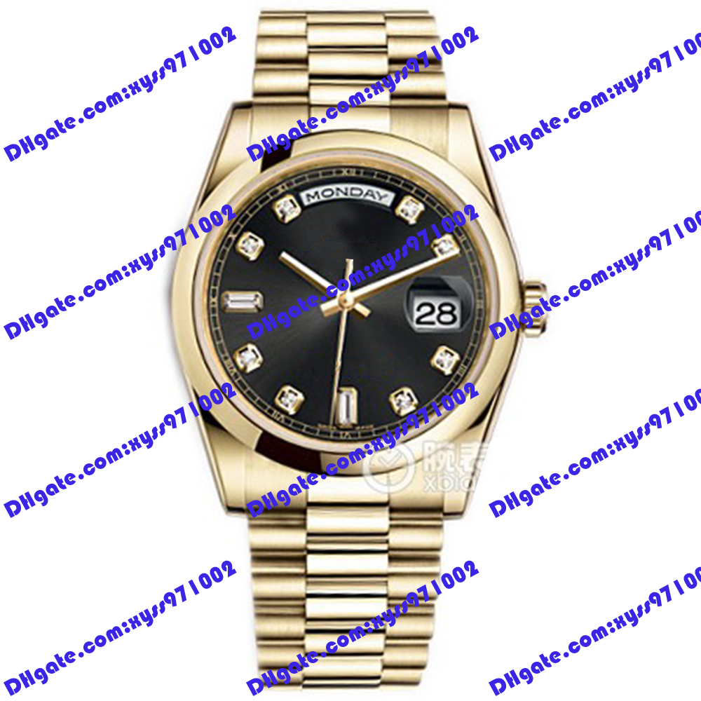 

Hot selling luxury men's wristwatch date 18k rose gold black diamond dial 118208 automatic mechanical watch men's watch weekly display 2813 automatic movement