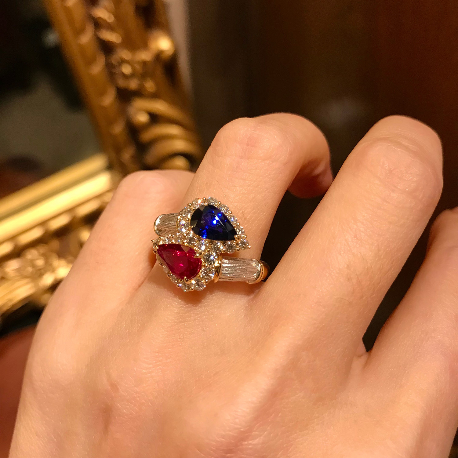 

Choucong Brand Wedding Rings Vintage Jewelry 925 Sterling Silver Gold Fill Water Drop Sapphire CZ Diamond Gemstones Party Women Romantic Open Adjustable Ring Gift