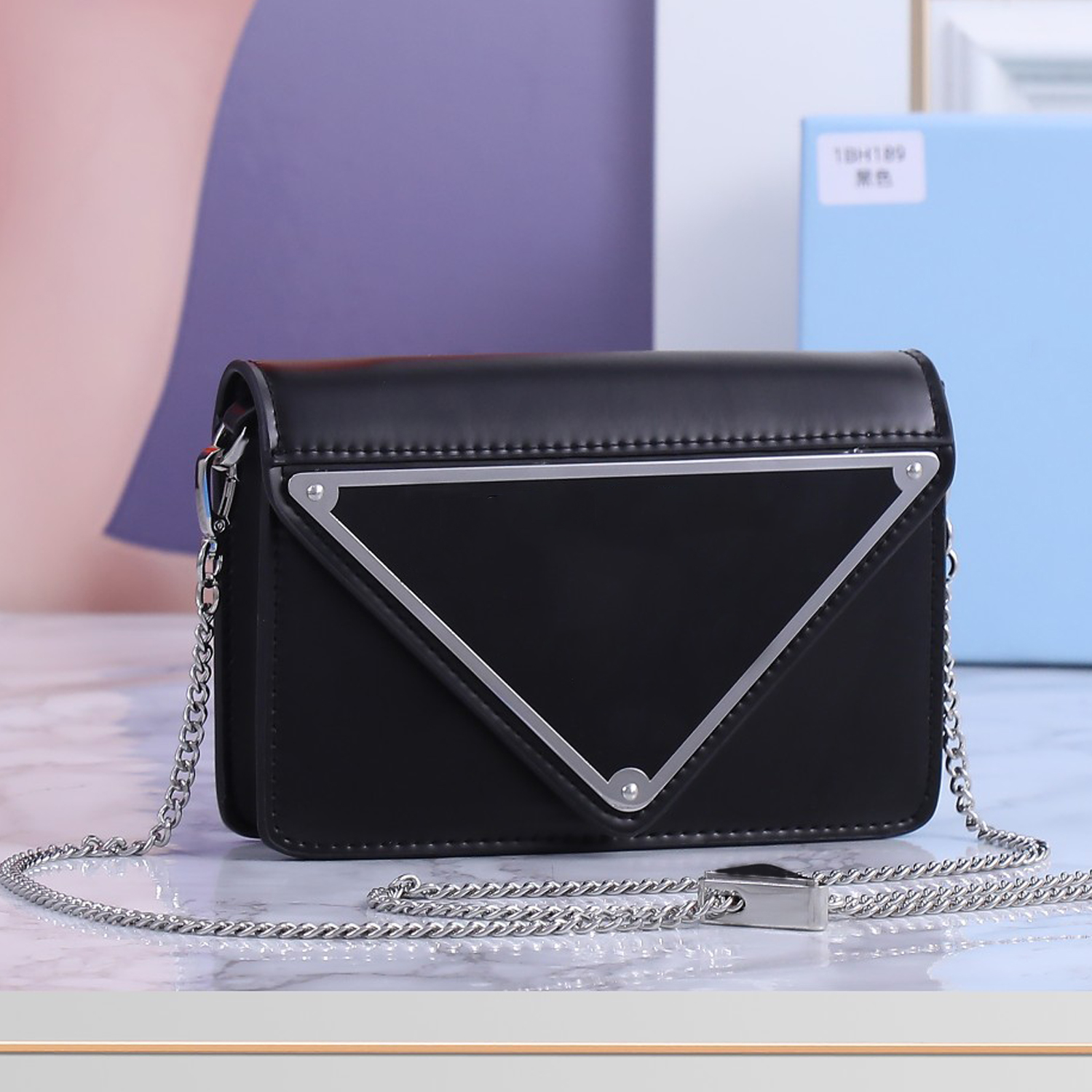 

7A Designer Bags Genuine Leather Minimalist Style Large Triangle Flip Tote Detachable Chain Strap Purse, White